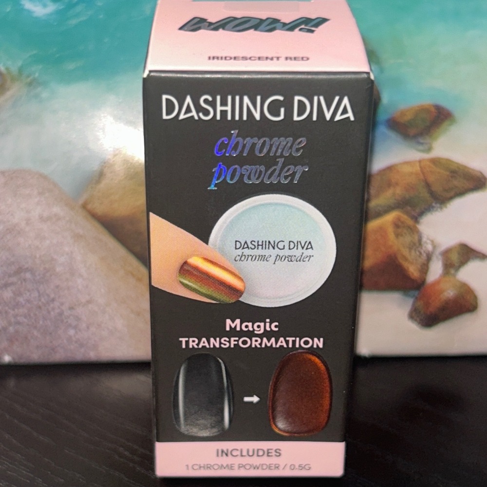 Dashing Diva Chrome Powder Refill Iridescent Red Metallic Nail Art 0.5g NEW